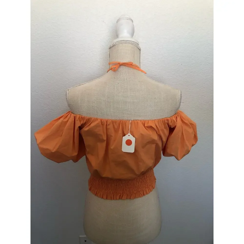 ASTR Aldrin Off the Shoulder Top in Melon - S